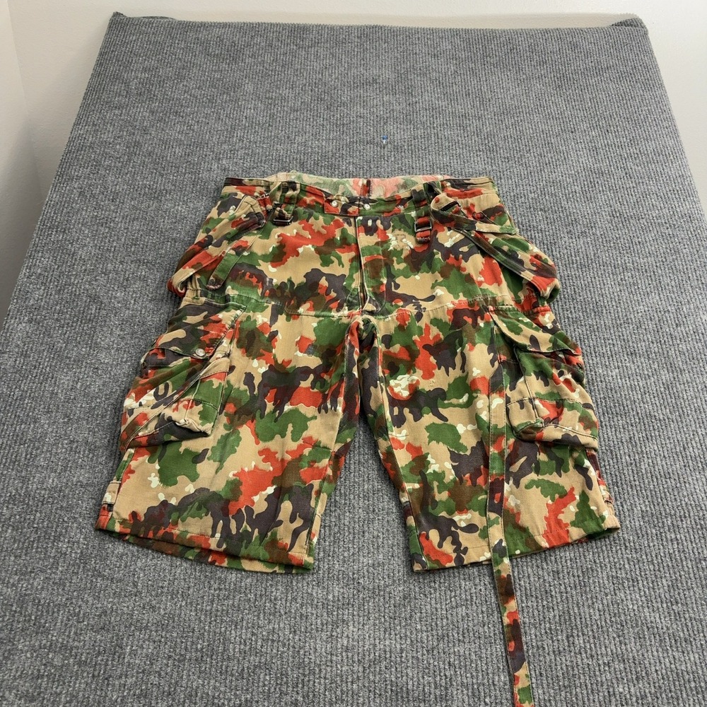 Vintage Swiss Military Overall Shorts Mens 41 Multi Alpenflage Camo M70 Tactical